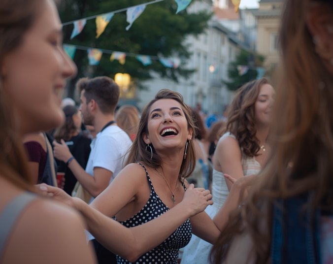 Tanzende junge Leute in der Stadt
