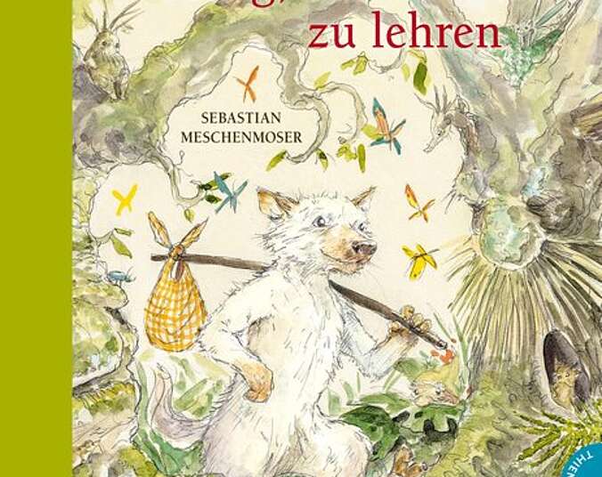 Ein junger Wolf läuft durch den Wald.