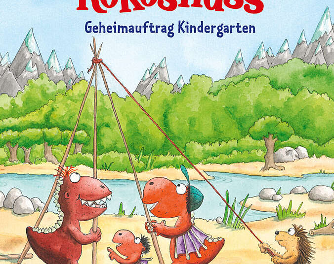 Kokosnuss, Oskar und Mathilda bauen ein Zelt auf.