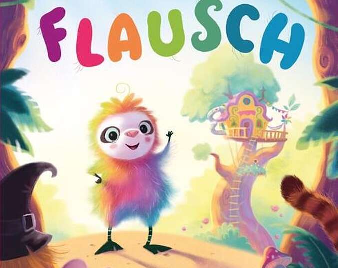 Der kunterbunte Flausch läuft durch den Wald.