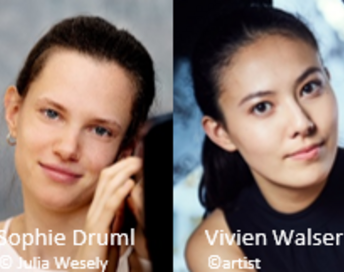 Collage von vier Einzelporträts junger Menschen nebeneinander, außen jeweils ein junger Mann, in der Mitte zwei junge Frauen.