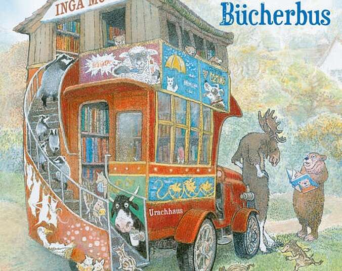 Herr Elch unterwegs mit seinem Bücherbus