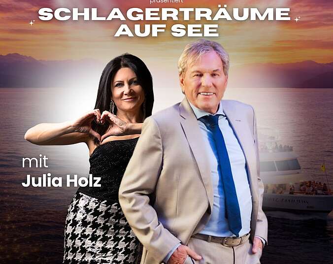 Bernhard Brink und Julia Holz auf Schlagerfahrt am Bodensee.