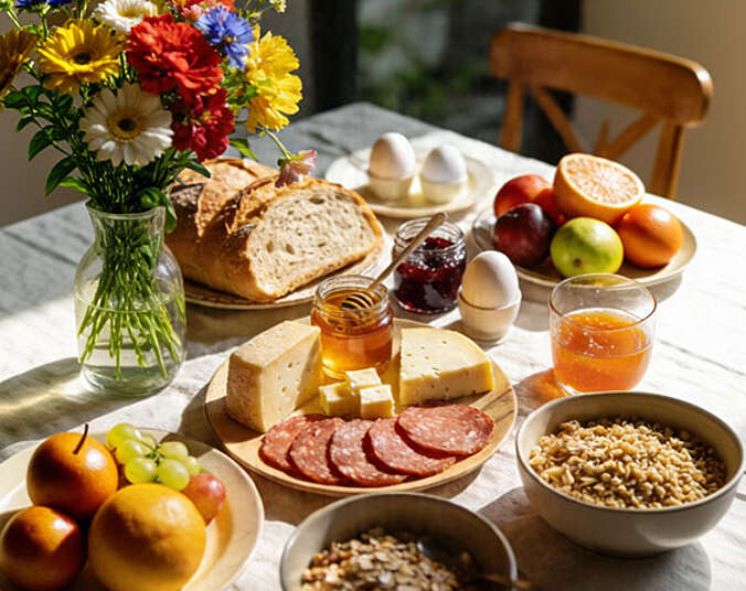 Gedeckter Frühstückstisch